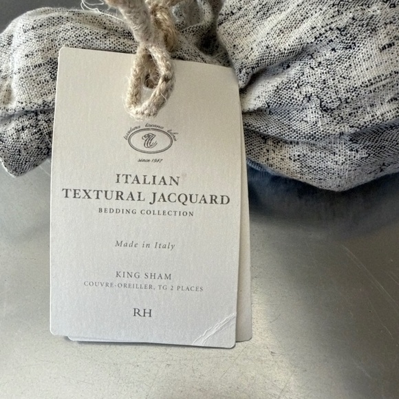 Restoration Hardware Italian Textural Jacquard King Sham Graphite Cotton Linen - Picture 3 of 4